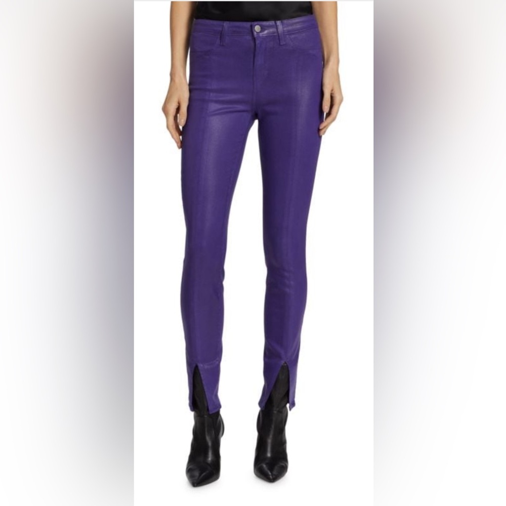 NWT L'agence coated skinny fit denim in dewberry